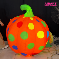 Citrouille gonflable de 3 m avec des pois colorés, décoration orange pour Halloween, fête d'automne, événement en plein air