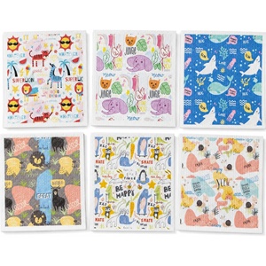 Chiffons à vaisselle suédois imprimés en usine, écologiques et biodégradables, motifs personnalisés, réutilisables, en éponge de cellulose, pour le nettoyage de la cuisine - Product Image 1