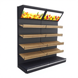 Étagère de supermarché double face de taille personnalisée de grande capacité Étagère d'affichage de légumes robuste Tiroir inférieur Étagère de taille personnalisée - Product Image 1