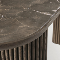 Table console moderne de 72 pouces avec pieds en forme de colonne cannelée, finition bois foncé, table étroite pour entrée, salon et couloir