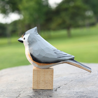 Décoration rustique en bois, série d'oiseaux 'Fat Chirp', simulation de montagne, artisanat en bois pur, décorations de bureau mignonnes