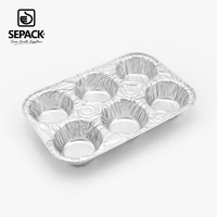 Moule à muffins en aluminium jetable 6 cavités, plateau de cuisson pour cupcakes, conteneur de four pour mini quiches, œufs et gâteaux
