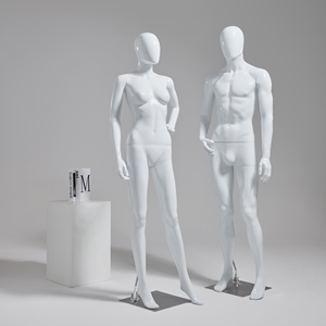 Maniquíes Abstractos Blancos Brillantes para Exhibición <span class=keywords><strong>de</strong></span> <span class=keywords><strong>Ropa</strong></span> y Comercio Minorista, Set Masculino y Femenino para Exhibición <span class=keywords><strong>de</strong></span> <span class=keywords><strong>Ropa</strong></span> en Tiendas - Product Image 1