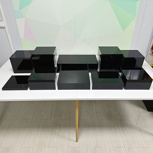 Set of 10 Acrylic Black Food <strong>Risers</strong> for Buffet <strong>Table</strong> Buffet <strong>Risers</strong> Food Display Stands for Party - Product Image 5