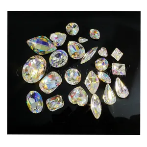 Piedras preciosas de muchos formas, piedras de fantasía, Cristal AB brillante, diamantes de imitación de vidrio sin reverso plano, precio al por mayor