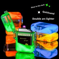 Nouveau Briquet Électrique Double Arc Original et Mignon pour Cigarettes, Rechargeable, Coupe-Vent, Luminescent, Design Luxe à Effet de Sable Fluide