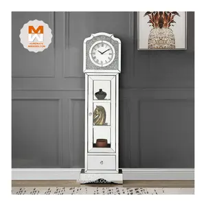 Hot Competitive Big Mirrored Floor Grandfather Clock with Faux Crushed Diamonds