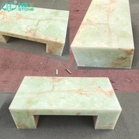 Table basse en marbre onyx vert HZX Luxury Home Furniture, meuble de salon, pierre naturelle, table basse carrée moderne
