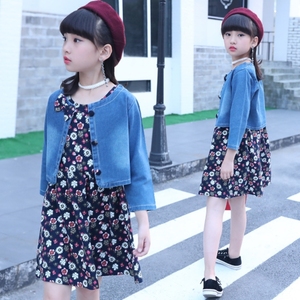 Ensembles de vêtements pour bébés filles SE3199, robes en coton à fleurs pour enfants, veste en jean, vêtements pour enfants en gros, robes - Product Image 4