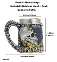 Nouveau Halloween Décoratif Horrible Visage Crâne 600ML Gobelet Tasse Nuit Bar Vaisselle Creative Ornement Bière Tasses pour Bureau