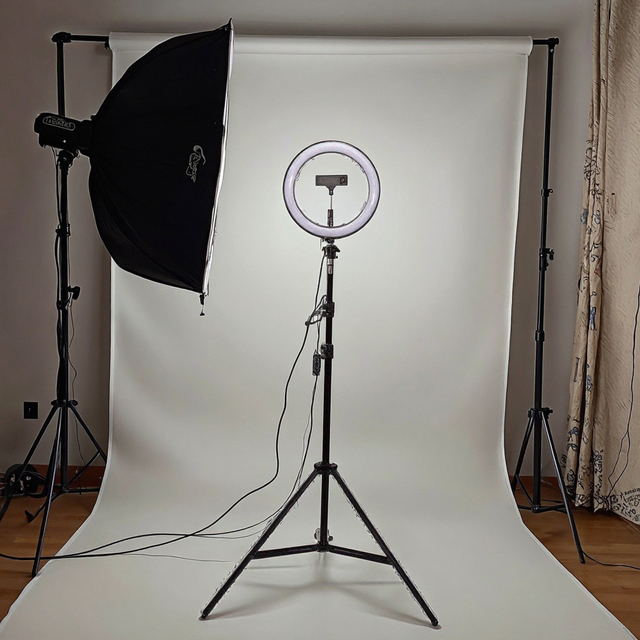 Extendable Overhead Ring Light Tripod with Weighted Base for Macro Photography