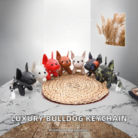 Nouveau porte-clés de voiture personnalisé en cuir PU de luxe de la marque JUNQIN, bouledogue français 3D, 8 couleurs, cadeau d'anniversaire