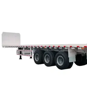 高品质热卖3轴平板20英尺40英尺集装箱拖车机械悬挂平板半挂车