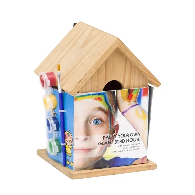 Beste Koop Kinderen Schilderen Set Unfinished Houten Vogel Feeder Groothandel Vogel Huizen