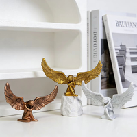 Sculpture d'ailes d'ange en résine, artisanat artistique, décoration de bureau à domicile et au bureau, thème amoureux de style européen, cadeau de collection, fabriqué en Chine