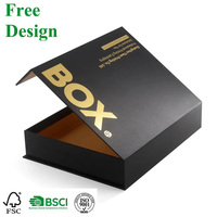Caja de Regalo de Lujo Personalizada A4 de Cartón Rígido con Cierre Magnético en Negro y Dorado y Logo Personalizado