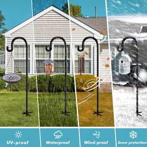 Bird Feeder Stand Metal Outdoor <b>Garden</b> <b>Hook</b> Support Rod Durable Carbon Steel Black - Product Image 3