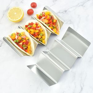 Soportes Ondulados Pequeños Personalizados al por Mayor, Paquete de 4, Soporte para Tacos de Acero Inoxidable, Estilo Bandeja - Product Image 3