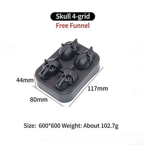 Moule à glaçons 3D en forme de crâne avec couvercle, grand moule à glaçons en silicone en forme de crâne pour whisky et cocktails, sans BPA, facile à démouler, pour fêtes - Product Image 2
