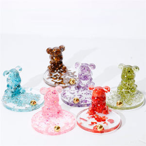 Soporte para teléfono móvil, <span class=keywords><strong>gemas</strong></span> de piedra de resina, <span class=keywords><strong>gemas</strong></span> <span class=keywords><strong>cristalinas</strong></span>, accesorios para teléfono móvil, oso inteligente, escritorio - Product Image 1