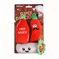 Jouet interactif et durable pour chien : Hamburger, Hot-dog, Taco, Frites – Jouet à mâcher qui couine pour la dentition des chiots et le soulagement du stress