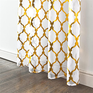Rideaux transparents imprimés or blanc feuille d'or impression bronzant estampage à chaud <span class=keywords><strong>rideau</strong></span> de fenêtre pour <span class=keywords><strong>salon</strong></span> chambre décor rideaux - Product Image 4