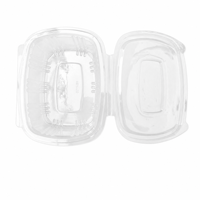 Conteneur en plastique jetable à couvercle articulé en PET transparent pour aliments, salades de fruits, légumes, viande, riz, fruits de mer - Écologique, type clamshell