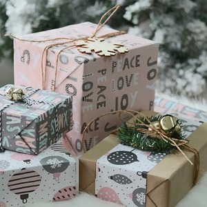 Custom Eco-Friendly Recyclable Christmas-Themed Gift <b>Wrap</b> <b>Paper</b> <b>Roll</b> 100GSM Double Sided Coated Art <b>Paper</b> for Holiday Packaging - Product Image 3