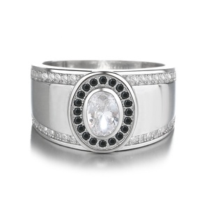 Anelli in <span class=keywords><strong>Argento</strong></span> Sterling <span class=keywords><strong>925</strong></span> <span class=keywords><strong>con</strong></span> <span class=keywords><strong>Pietra</strong></span> <span class=keywords><strong>Nera</strong></span> CZ di Alta Qualità per Uomo - Product Image 4