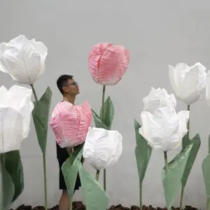 Op Maat Gemaakte Kunstbloemen Gigantische Papieren Kunst Tulpen Elegante Bloemstukken Voor Bruiloft Etalages