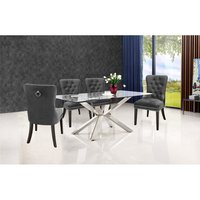 Chaises de salle à manger avec dossier en velours nordique, sièges de luxe, bagues avec jambes en bois, vente en gros, 9 pièces
