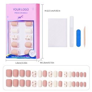 Venta al por Mayor <span class=keywords><strong>de</strong></span> 32 <span class=keywords><strong>Uñas</strong></span> Postizas Color Rosa Mate con Estampado <span class=keywords><strong>de</strong></span> Leopardo y Diseño <span class=keywords><strong>de</strong></span> Suéter 3D, Kit <span class=keywords><strong>de</strong></span> <span class=keywords><strong>Uñas</strong></span> Cortas Cuadradas para Invierno con Cobertura Total - Product Image 1