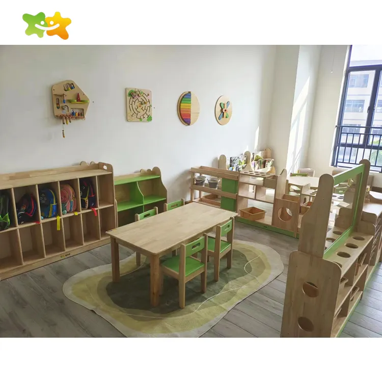 Taman kanak-kanak kayu anak Furniture Daycare Center Furniture Set