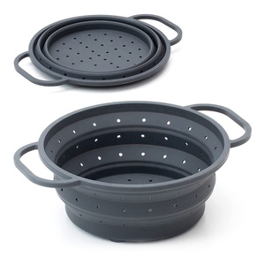 Large Heat-resistant Silicone Collapsible Colander 26 Cm Foldable, Space-saving and Kitchen Sieve and Ste and Steamer