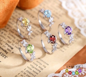 Bague ajustable en argent sterling 925 avec améthyste ovale 5*7mm et feuille d'olivier, pierre naturelle, bijoux pour femme, ne ternit pas - Product Image 2