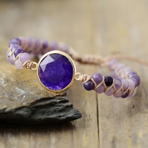 Pulseras de pareja de diseñador Brazaletes de jade con amatista trenzada Estilo bohemio <span class=keywords><strong>Amour</strong></span> Yoga Jewelry - Product Image 6