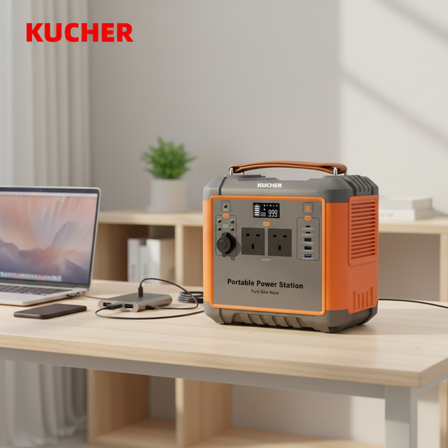 KUCHER Portable 1000W Station 716WH UK Plug Pure Sine Wave Inverter Solar Panel Flashlight Outdoor Use MPPT External Battery
