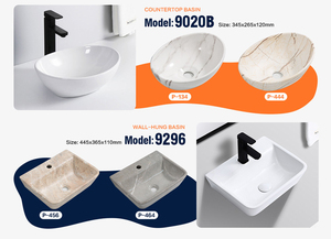 Lavabo <strong>Ceramic</strong> Above Counter <strong>Sink</strong> Oval One Piece White Black Marble Luxury Wash Basins 1 Hole Bathroom <strong>Sinks</strong> for Wholesale - Product Image 2
