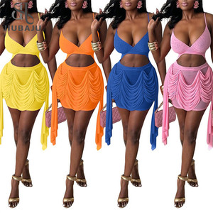Minivestido sexy fruncido con borlas y espalda descubierta para mujer, con cuello bajo y malla, estilo patchwork, ideal para fiestas nocturnas y discotecas, vestido ajustado hipster. - Product Image 1