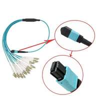 KEXINT fábrica al por mayor OM3 multimodo tipo B azul Break Out MTP MPO hembra a 6 DX LC 12 fibra LSZH Cable de conexión de fibra óptica