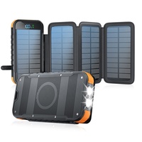 Produk Terlaris 2025 Pabrik Asli Kapasitas Besar 20000mAh Power Bank Tenaga Surya Lipat Portabel Digital Display untuk Luar Ruangan