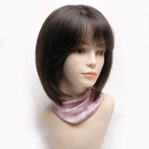 Peluca de Cabello Humano Natural Negro Marrón Corto Estilo Bob de 8 Pulgadas con Clip, Ligera, Transpirable, Anudada a Mano, para Quimioterapia, Envío Rápido por WIGTS - Product Image 2