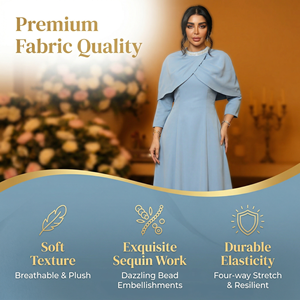 Robe longue musulmane élégante pour femmes avec encolure en strass, formelle, ODM - Product Image 3