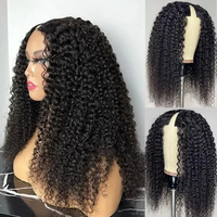 Perruque V-Part 250% Kinky Curly en Cheveux Humains, Sans Laisser de Cheveux Extérieurs, Perruque Demi-Tête en V à Boucles Profondes, Sans Colle, à Clipser, pour Femmes