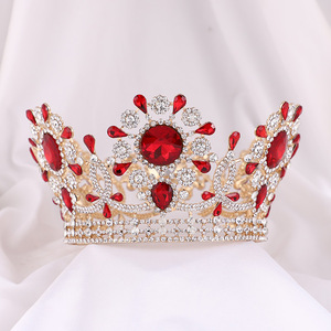 Corona de Novia de Cristal Chapada en Oro Estilo Europeo, Tiaras de Aleación de Zinc con Pedrería de Lujo, Accesorios para el Cabello Elegantes para Fiestas - Product Image 2