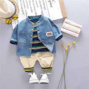 เสื้อแจ็คเก็ตยีนส์เด็กผู้ชายขายส่ง เสื้อโค้ทเด็กพร้อมกางเกงเด็ก ชุดเสื้อผ้าเด็ก ผลิตในจีน - Product Image 4