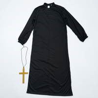 Costume de Prêtre Noir pour Homme, Tenue de Pasteur Religieux, Costume de Cosplay en Polyester, Imprimé Numérique Victorien Édouardien, Abaya du Moyen-Orient