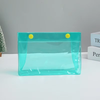 Pochette de voyage en PVC transparente imperméable avec fermeture éclair, logo personnalisé, rose bébé, jaune, marron, sac à maquillage avec poignée