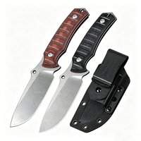 Couteau de survie en acier 14C28N haute dureté avec manche en Micarta, lame fixe, couteau de collection, couteau cadeau avec étui Kydex