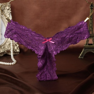 Slip perizoma da donna in poliammide tinta unita con pizzo, traspirante, stile sexy, fantasia a tinta unita, con logo in vita, per ragazze giovani - Product Image 6